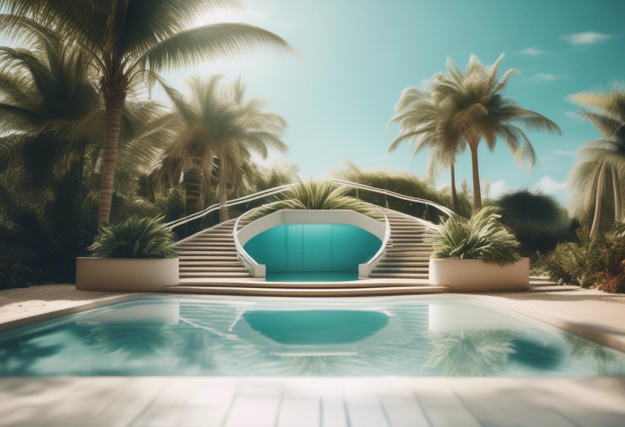 Piscine avec plage et escalier : un atout charme pour votre jardin
